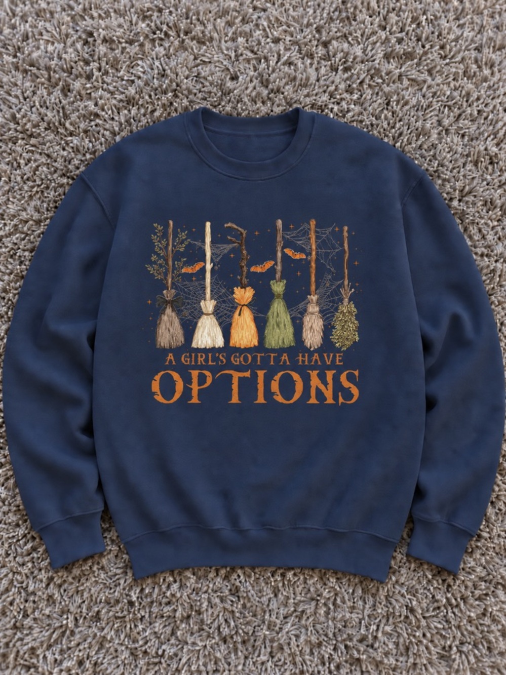 Fall Broomstick Navy Crewneck Sweatshirt